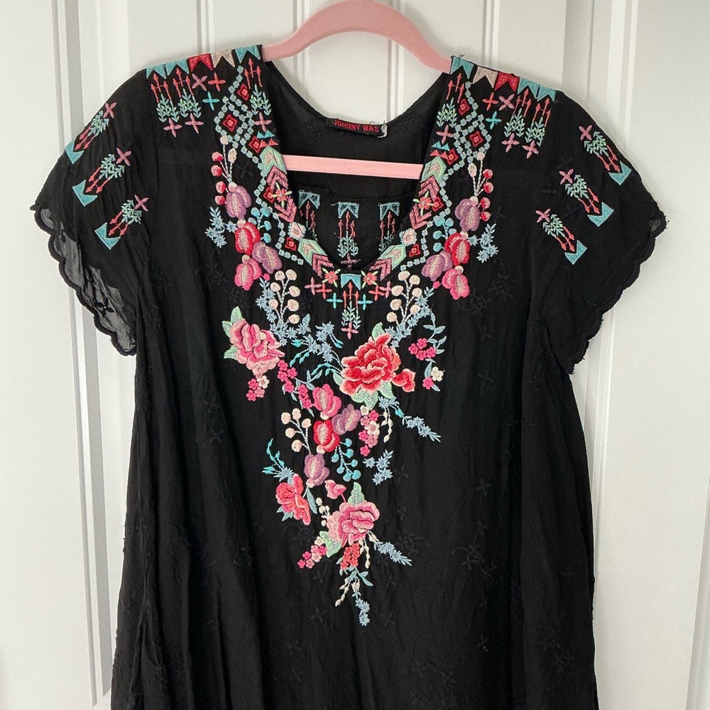 Johnny Was Black embroidered top size small